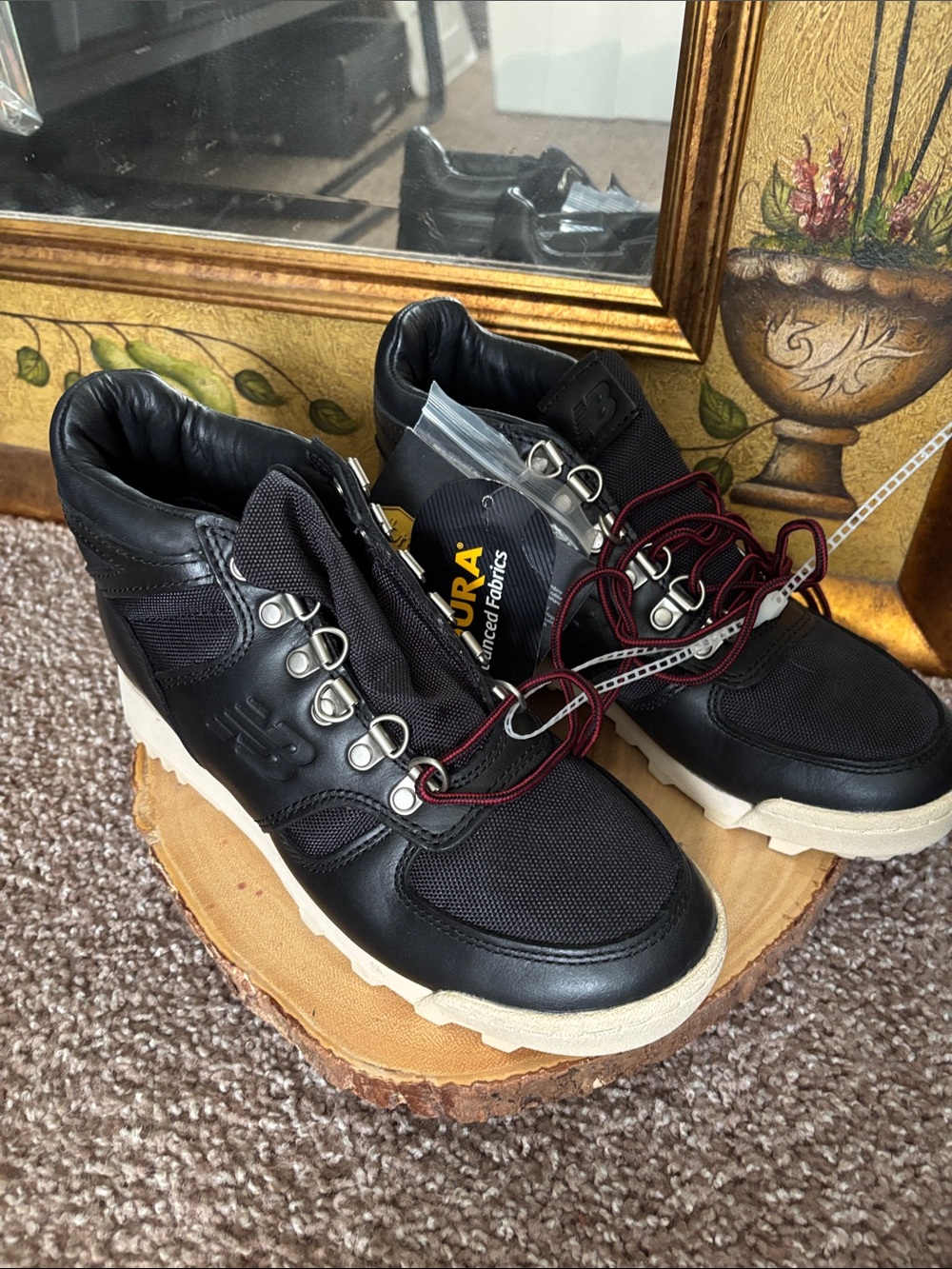New Balance Vibram Black Leather-Trim Hiking Sneakers